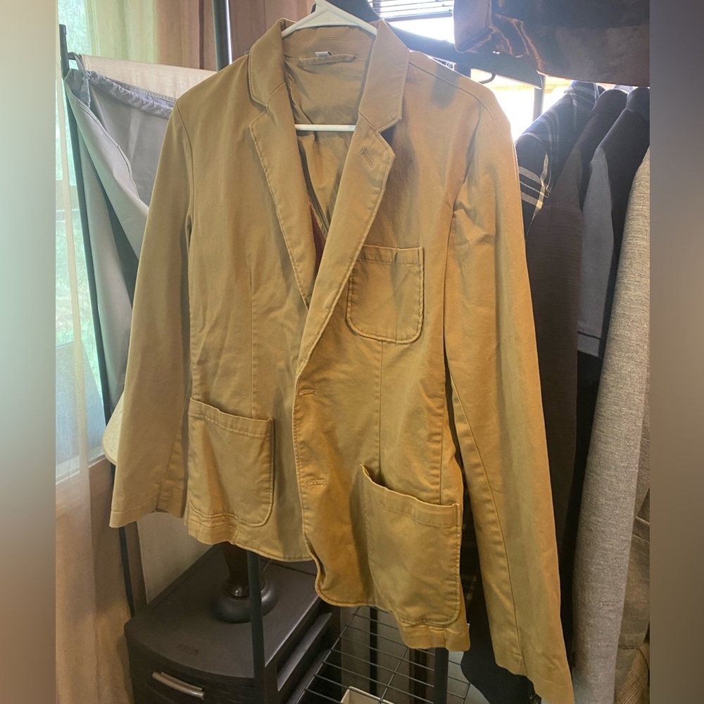 Goodfellow men’s beige tan blazer suit jacket 2 button size small s